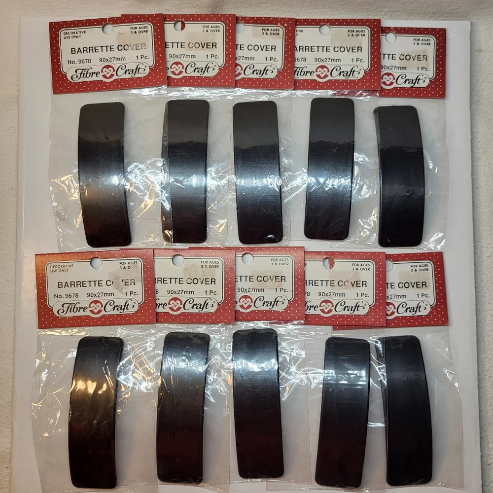 Fibre Craft BARRETTE Cover Lot of 10 NIP # 9678 90x27mm Plus Barrette Clips